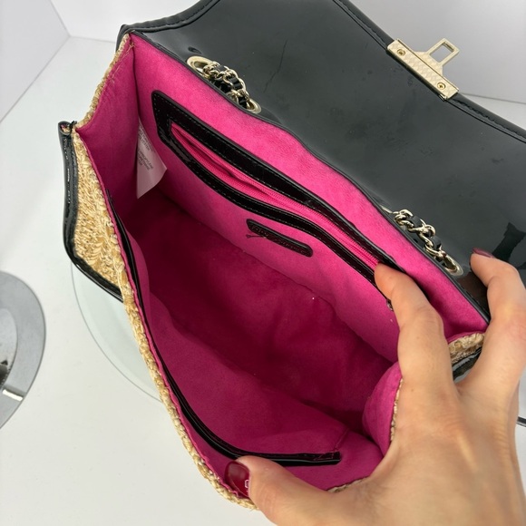 Betsey Johnson Strawberry Fields Top Handle Crossbody Bag Straw Pearls Natural - Picture 6 of 11